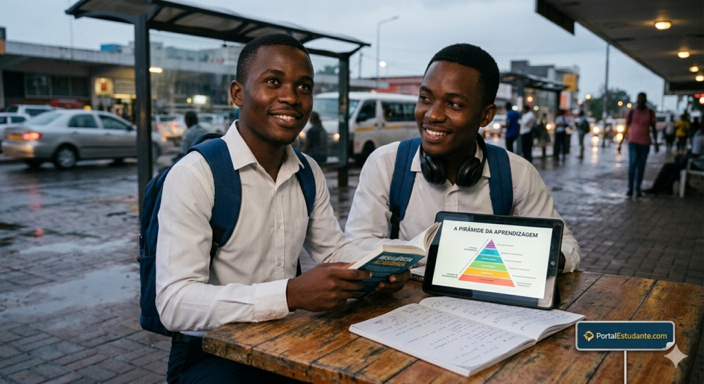 Estudante em Moçambique aplicando estratégias de sucesso académico