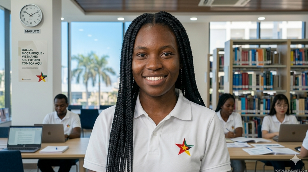 Perfil profissional de uma estudante moçambicana qualificada e pronta para submeter a sua candidatura às bolsas de estudo no Vietname 2026 no portal do IBE.