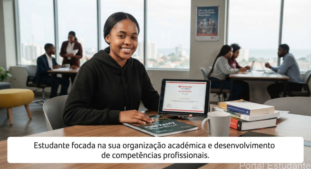 Estudante focada na sua organização académica e desenvolvimento de competências profissionais.